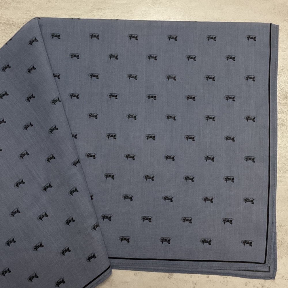 Celine Blue and Black Patterned Pocket Square - Picture 4 of 5